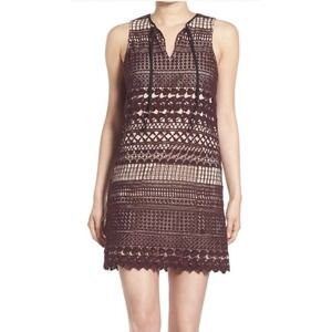 Chelsea28 Lace Overlay‎ Mini Dress Sleeveless V-Neck Casual Party Size M